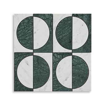 Black Semicircle Marble Mosaic Tiles For Kitchen Wall Floor