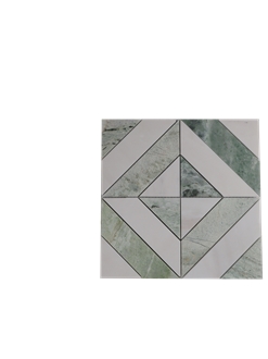 Modern Square Design Green Mosaic Tiles With White Marble