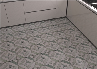 Modern Square Design Green Mosaic Tiles With White Marble