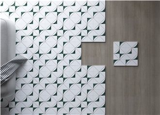 Modern Style White Inlaid Luxury Green Marble Mosaic Tiles