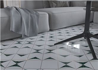 Modern Style White Inlaid Luxury Green Marble Mosaic Tiles