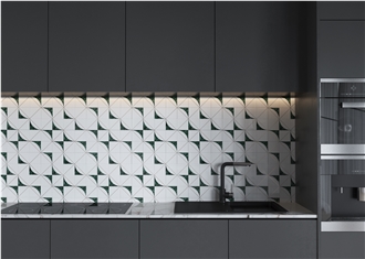 Modern Style White Inlaid Luxury Green Marble Mosaic Tiles