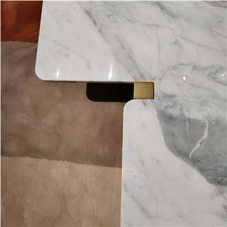 Snowflake White Marble Alien Shaped Coffee Table For Living
