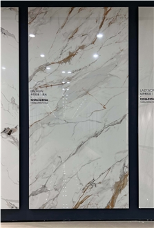 China Calacatta Gold Gold Glossy 12Mm Porcelain Slabs