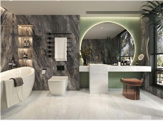 China Kari Ice Onyxwhite Polish 12Mm Bathroom Design