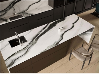 China Panda White Sintered Stone Polished 12Mm Kitchen Countertop