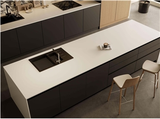 China Pure White Glossy 12Mm Artificial Stone Countertop