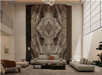 China Sequoia Brown Brown Glossy 12Mm Porcelain Slabs