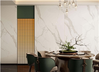 Chinese Glacier White Glossy 12Mm Sintered Stone Tiles