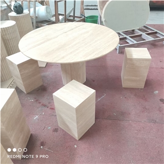 White Wooden Marble Table