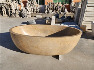 Beige Marble Freestanding Bathtub