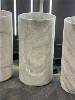 Factory Hot Sale Light Green Marble Pedestal Basin