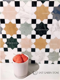 Art Deco Design Malta Marble Mosaic Tiles For Wall & Floor