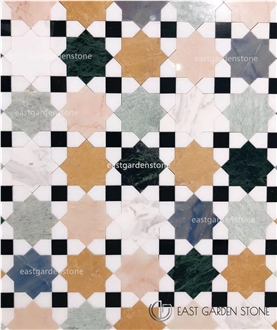 Art Deco Design Malta Marble Mosaic Tiles For Wall & Floor
