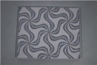 Luxury Windmill Blue Celeste Marble Waterjet Mosaic Tiles