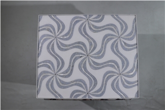 Luxury Windmill Blue Celeste Marble Waterjet Mosaic Tiles