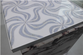 Luxury Windmill Blue Celeste Marble Waterjet Mosaic Tiles