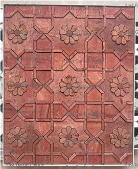Red Travertino 3D Flower Mosaic Tiles