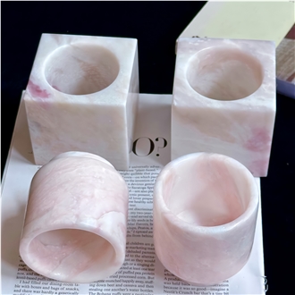 Rose Rainbow Pink Marble Candle Holder