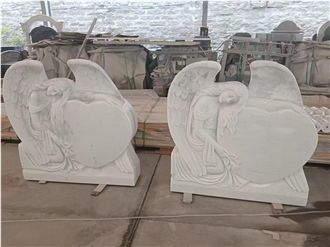 Elegant Solemn Hot Sale White Marble Tombstone