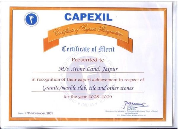 Capexil merit certificate