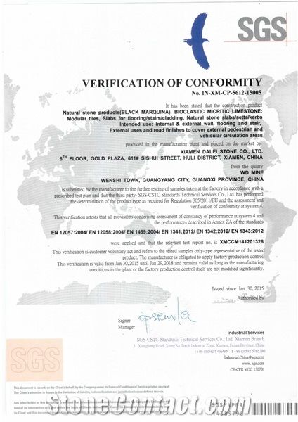 Black Marquina Marble CE Certificate