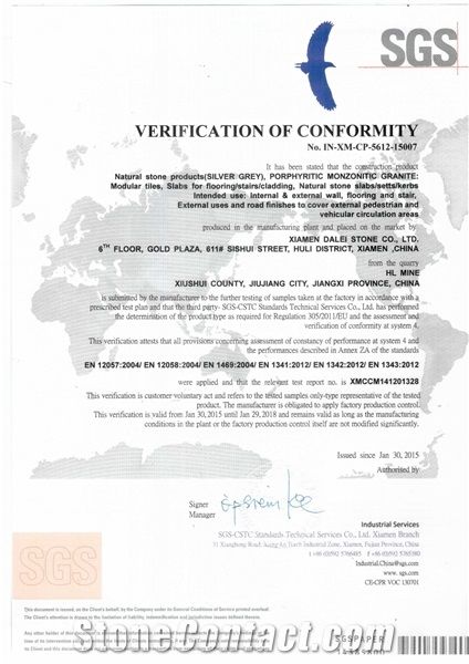 Jiangxi G603 Silver Grey Granite CE Certificate
