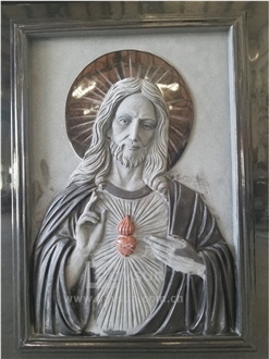 Bespoken Monument with Carved Jesus for the Father of Nickola Shreli, an American Actor, Producer, and Writer