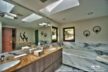 Ocean Galaxy Marble used as wall floor covering tiles and tub surround tiles in Bathroom 1997