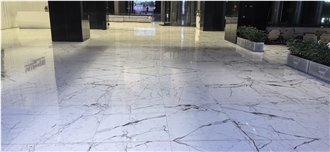 Natural Statuario Venato Marble Floor Tile for Administration Building Project
