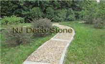 white pebble-standing flooring 