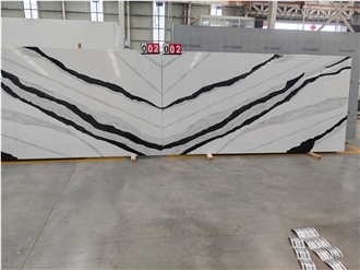 Luxury Panda White Marble With Dramatic Veining Quartz Tiles
