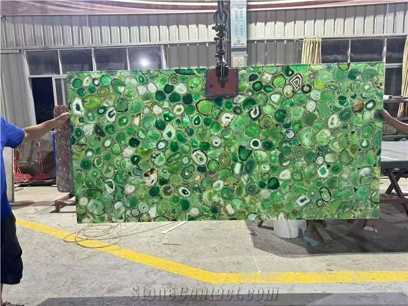 Backlit Green Agate Gemstone Semiprecious Stone Slabs