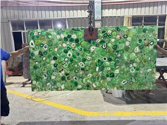 Backlit Green Agate Gemstone Semiprecious Stone Slabs