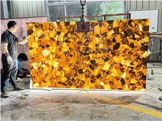 Backlit Smoky Crystal Gemstone Semiprecious Stone Slabs