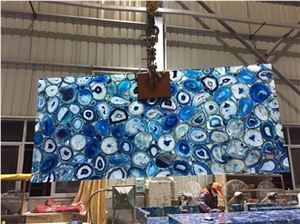 Customized Size Blue Agate Semiprecious Stone Slabs