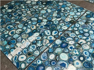 Customized Size Blue Agate Semiprecious Stone Slabs