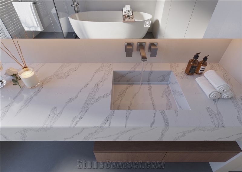 High Quality White Artificial Stone Bath Countertop