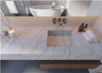 High Quality White Artificial Stone Bath Countertop