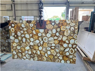 Hot Selling Natural Brown Agate Semiprecious Stone Slabs