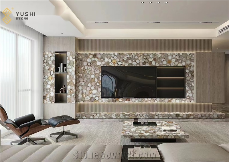 Hot Selling Natural Brown Agate Semiprecious Stone Slabs