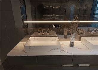 Polished White Wholesale Artificial Stone Bath Countertop