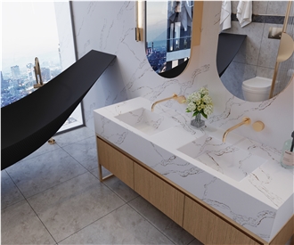 Super White Quartz Artificial Stone Bath Countertop