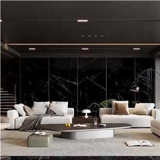 China Marina Black Polished 1.2Cm Porcelain Slabs