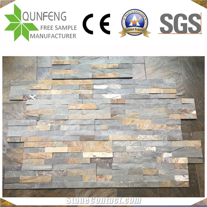 China Natural Multicolor Split Stone Slate Wall Panel