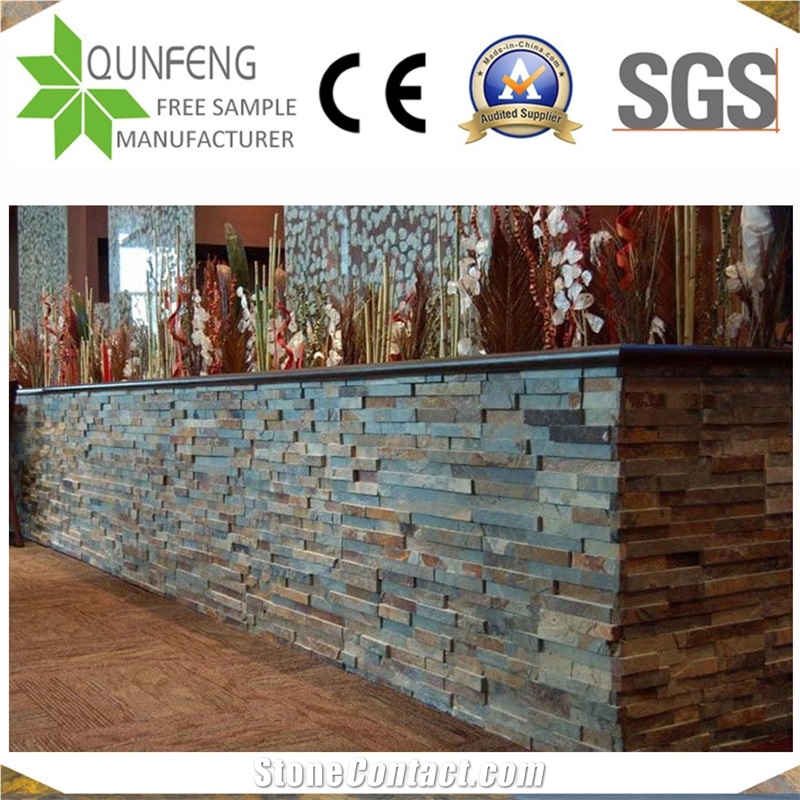 China Natural Multicolor Split Stone Slate Wall Panel
