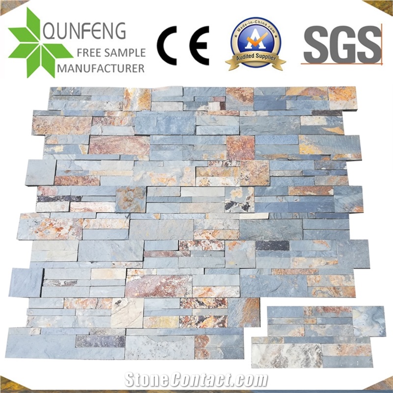 China Stacked Stone Cladding Rusty Slate Wall Panel