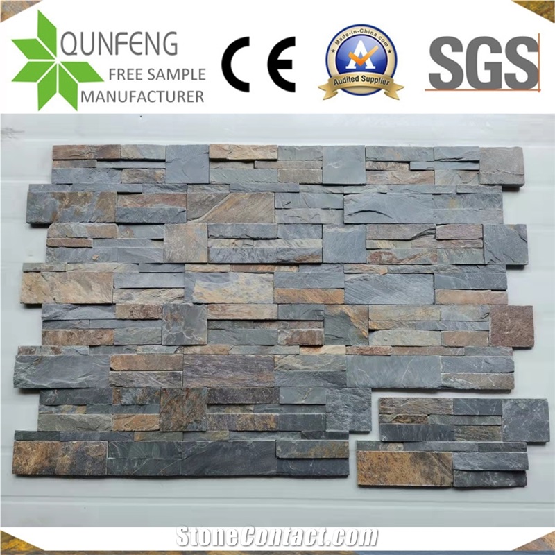 China Stacked Stone Cladding Rusty Slate Wall Panel