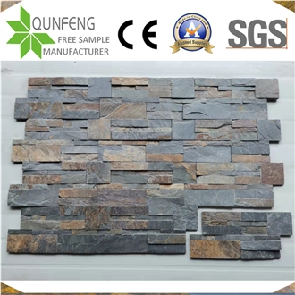 China Stacked Stone Cladding Rusty Slate Wall Panel
