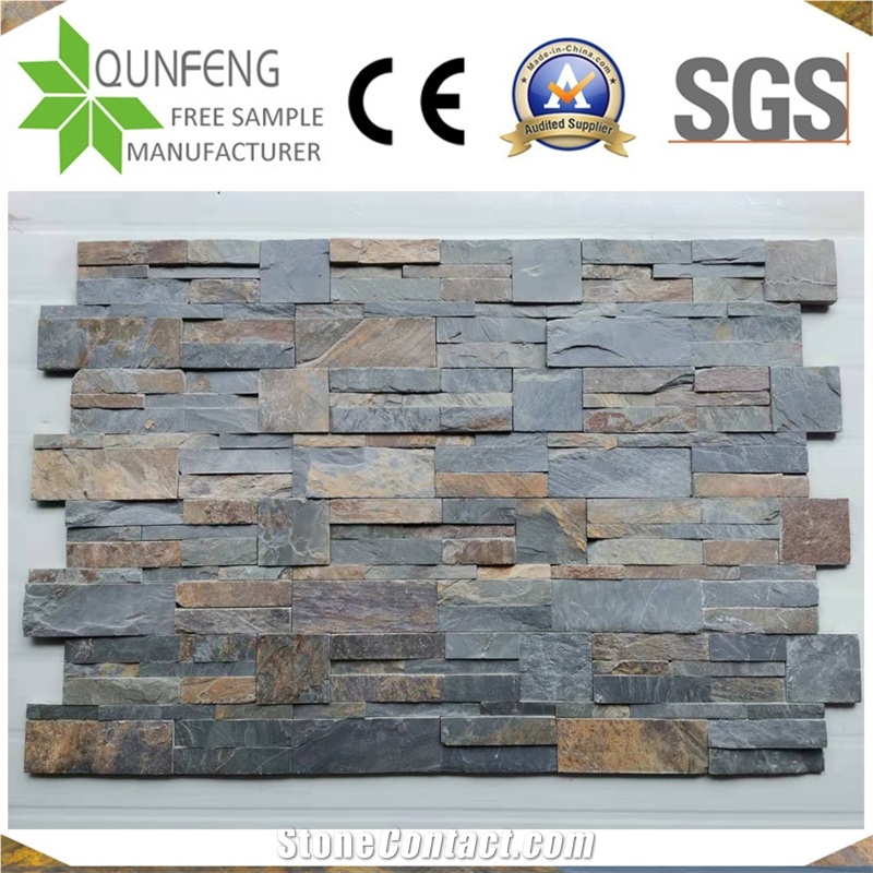 China Stacked Stone Cladding Rusty Slate Wall Panel